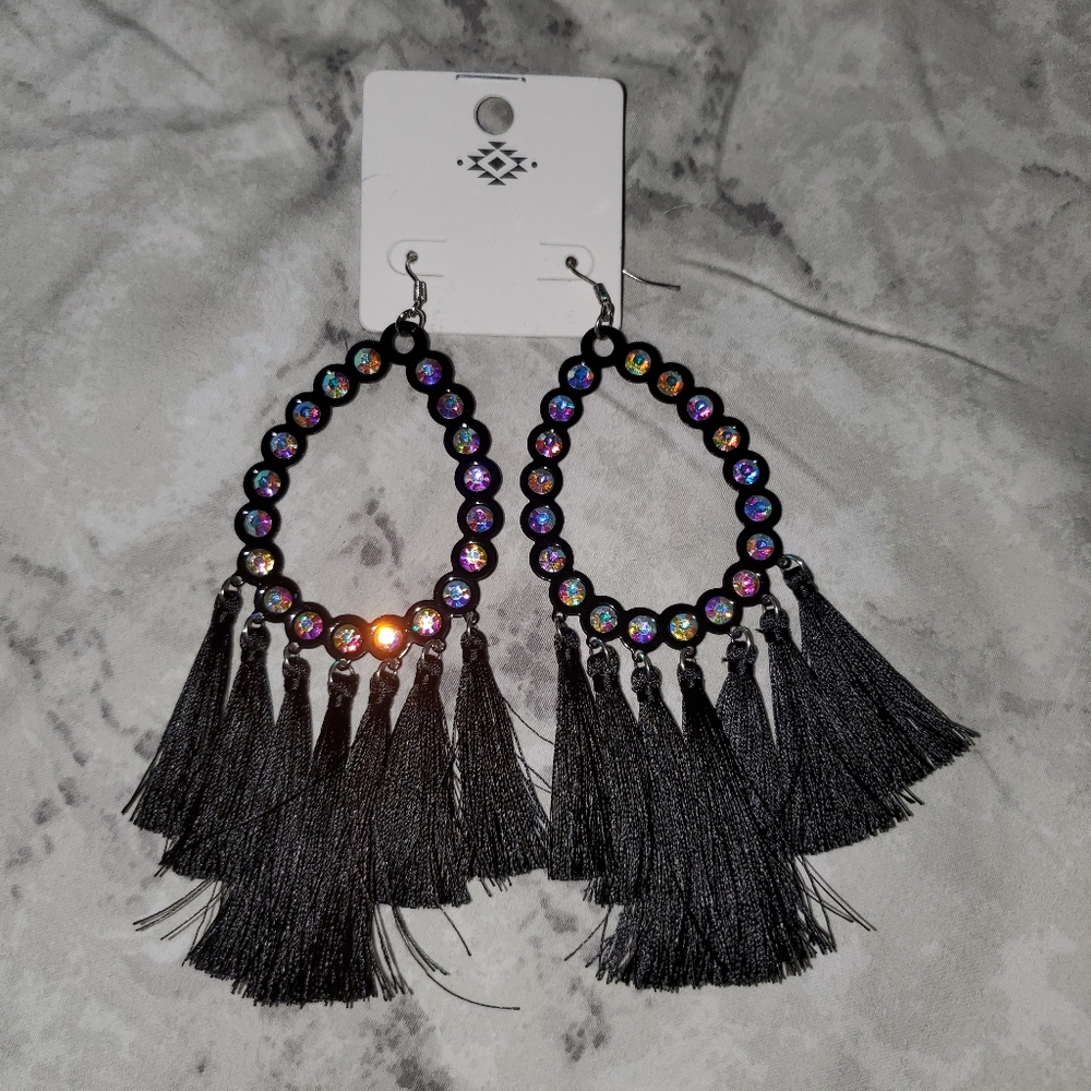 Black Fringe Earrings
